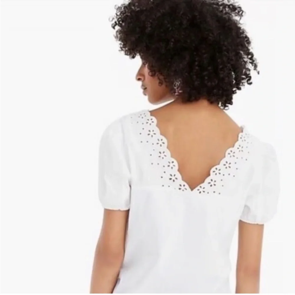 J. Crew size M White Eyelet Blouse - Picture 2 of 5